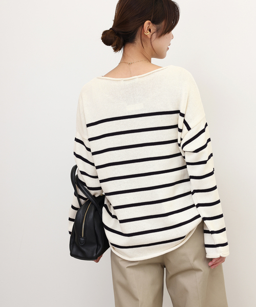TRICOTS JEAN MARC（トリコットジーンマルク）の「【TRICOTS JEANMARC/トリコ・ジャンマルク】ボーダーニットPO：ニット（ニット/セーター・レディース・ネイビー/サックスブルー/イエロー・FREE）」の11枚目の写真