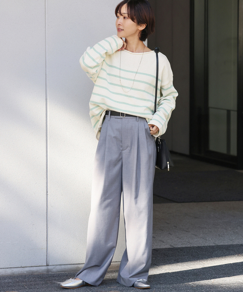 TRICOTS JEAN MARC（トリコットジーンマルク）の「【TRICOTS JEANMARC/トリコ・ジャンマルク】ボーダーニットPO：ニット（ニット/セーター・レディース・ネイビー/サックスブルー/イエロー・FREE）」の13枚目の写真