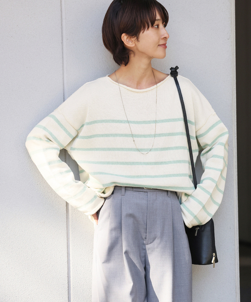 TRICOTS JEAN MARC（トリコットジーンマルク）の「【TRICOTS JEANMARC/トリコ・ジャンマルク】ボーダーニットPO：ニット（ニット/セーター・レディース・ネイビー/サックスブルー/イエロー・FREE）」の17枚目の写真