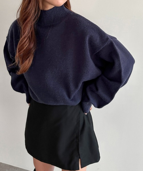 apres jour mignon(アプレジュールミニョン)の「モックネックニットプルオーバー【ZOZOTOWN限定アイテム】(ニット/セーター・レディース・チャコールグレー/ネイビー/アイボリー/ブラック・フリー/X-LARGE)」の4枚目の写真