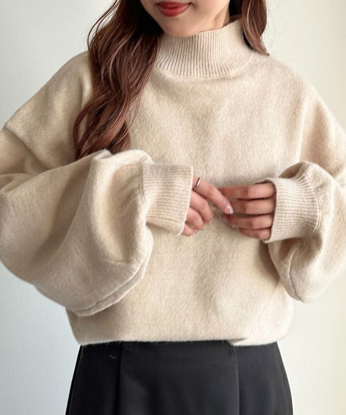 apres jour mignon(アプレジュールミニョン)の「モックネックニットプルオーバー【ZOZOTOWN限定アイテム】(ニット/セーター・レディース・チャコールグレー/ネイビー/アイボリー/ブラック・フリー/X-LARGE)」の5枚目の写真