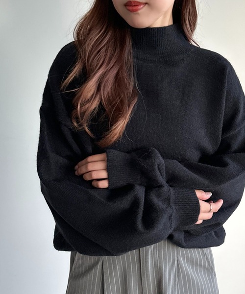 apres jour mignon(アプレジュールミニョン)の「モックネックニットプルオーバー【ZOZOTOWN限定アイテム】(ニット/セーター・レディース・チャコールグレー/ネイビー/アイボリー/ブラック・フリー/X-LARGE)」の12枚目の写真