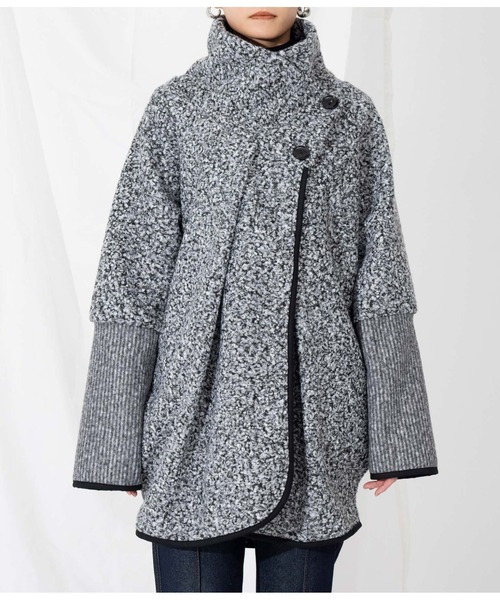 Settimissimo（セッティミッシモ）の「ITALYブークレー コクーン デザイン ニットコート（その他アウター・レディース・アイボリー/ブラック/ホワイト×ブラック・FREE）」の15枚目の写真