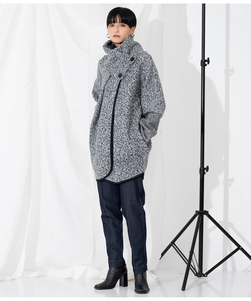 Settimissimo（セッティミッシモ）の「ITALYブークレー コクーン デザイン ニットコート（その他アウター・レディース・アイボリー/ブラック/ホワイト×ブラック・FREE）」の6枚目の写真