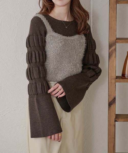 Ambre Neige(アンブルネージュ)の「シャギーWジップビスチェ/WEB/EC限定商品(キャミソール・レディース・グレー/アイボリー・FREE)」の5枚目の写真