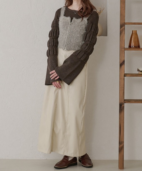 Ambre Neige(アンブルネージュ)の「シャギーWジップビスチェ/WEB/EC限定商品(キャミソール・レディース・グレー/アイボリー・FREE)」の7枚目の写真
