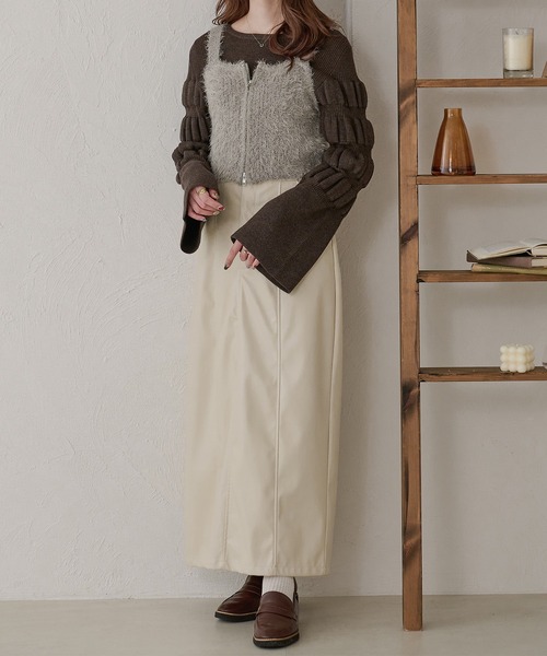 Ambre Neige(アンブルネージュ)の「シャギーWジップビスチェ/WEB/EC限定商品(キャミソール・レディース・グレー/アイボリー・FREE)」の8枚目の写真