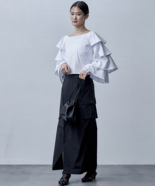 Firsthand（ファーストハンド）の「Firsthand/ファーストハンド オーガニックコットン天竺2WAYフリルスリーブカーディガン（カーディガン/ボレロ・レディース・ベージュ/ホワイト/ブラック・ﾌﾘ-）」の15枚目の写真