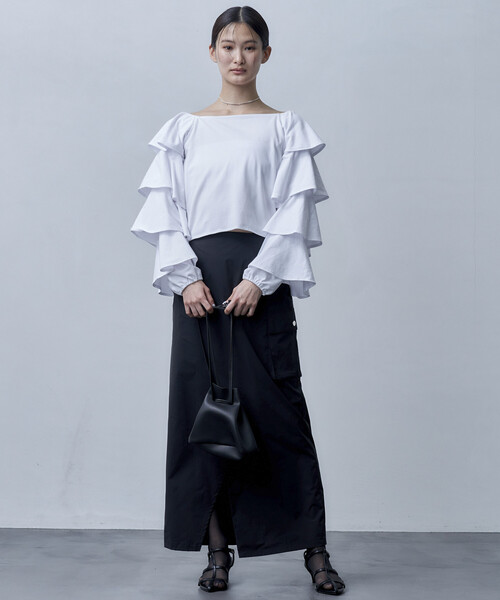 Firsthand（ファーストハンド）の「Firsthand/ファーストハンド オーガニックコットン天竺2WAYフリルスリーブカーディガン（カーディガン/ボレロ・レディース・ベージュ/ホワイト/ブラック・ﾌﾘ-）」の17枚目の写真