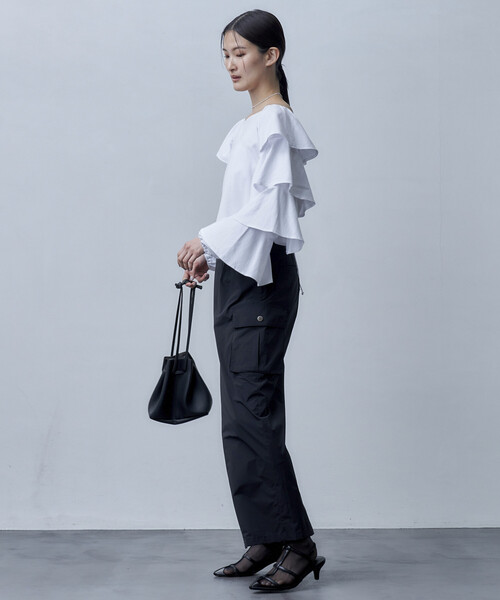 Firsthand（ファーストハンド）の「Firsthand/ファーストハンド オーガニックコットン天竺2WAYフリルスリーブカーディガン（カーディガン/ボレロ・レディース・ベージュ/ホワイト/ブラック・ﾌﾘ-）」の19枚目の写真