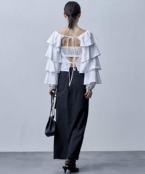 Firsthand（ファーストハンド）の「Firsthand/ファーストハンド オーガニックコットン天竺2WAYフリルスリーブカーディガン（カーディガン/ボレロ・レディース・ベージュ/ホワイト/ブラック・ﾌﾘ-）」の20枚目の写真