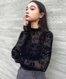SEN TOKYO（セントーキョー）の「花柄 ハイネック シアー プルオーバー レディース 長袖 透け感 インナー きれいめ（Tシャツ/カットソー）」