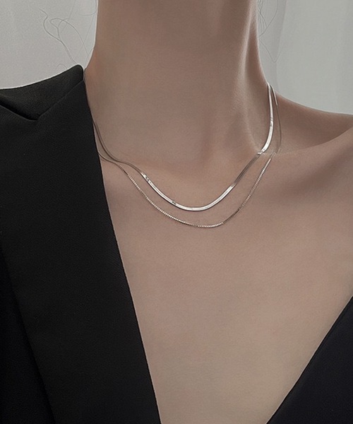 DiamondHearts（ダイヤモンドハーツ）の「2連スネークチェーンネックレス（ネックレス・レディース・ゴールド/シルバー・FREE）」の3枚目の写真