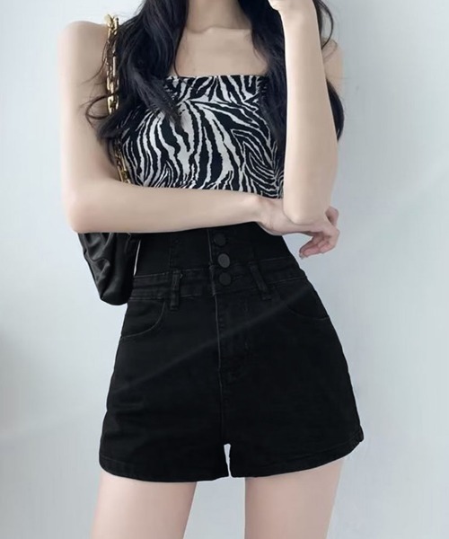 Miniministore(ミニミニストア)の「デニム ショートパンツ ハイウエスト美脚(デニムパンツ・レディース・チャコールグレー/サックスブルー/ブラック・L/S/XL/M)」の16枚目の写真