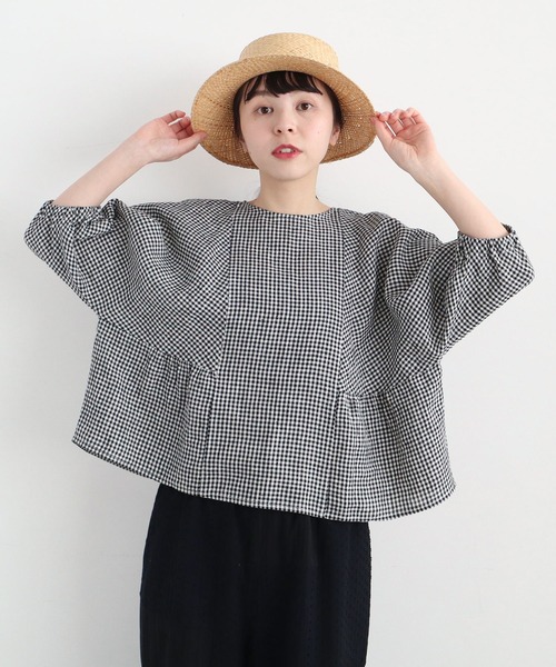 定価13190*アトリエドゥサボン*ギンガムチェックブラウス*アンビデックス l'atelier du savon（アトリエドサボン）の「麻ギンガムチェック