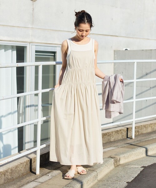 FREAK'S STORE(フリークスストア)の「WEB限定 インド ボイル ティアード キャミワンピース(ワンピース・レディース・ブラック/ナチュラル/ブルー/グリーン/オレンジ/ネイビー・フリ-)」の7枚目の写真