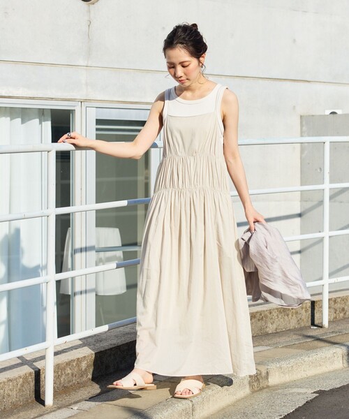 FREAK'S STORE(フリークスストア)の「WEB限定 インド ボイル ティアード キャミワンピース(ワンピース・レディース・ブラック/ナチュラル/ブルー/グリーン/オレンジ/ネイビー・フリ-)」の8枚目の写真