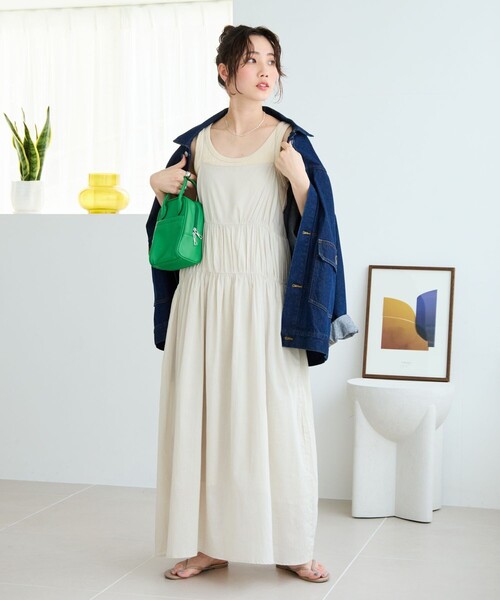 FREAK'S STORE(フリークスストア)の「WEB限定 インド ボイル ティアード キャミワンピース(ワンピース・レディース・ブラック/ナチュラル/ブルー/グリーン/オレンジ/ネイビー・フリ-)」の9枚目の写真