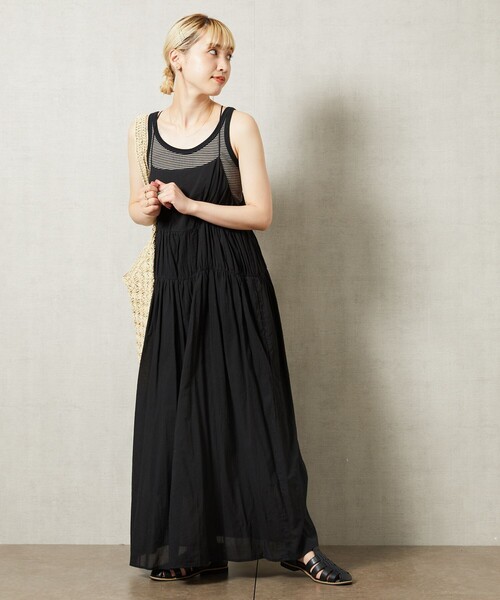 FREAK'S STORE(フリークスストア)の「WEB限定 インド ボイル ティアード キャミワンピース(ワンピース・レディース・ブラック/ナチュラル/ブルー/グリーン/オレンジ/ネイビー・フリ-)」の15枚目の写真