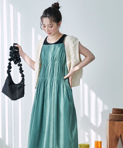 FREAK'S STORE(フリークスストア)の「WEB限定 インド ボイル ティアード キャミワンピース(ワンピース・レディース・ブラック/ナチュラル/ブルー/グリーン/オレンジ/ネイビー・フリ-)」の3枚目の写真