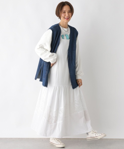 LEPSIM（レプシィム）の「切り替えレースキャミワンピース　994243（ワンピース・レディース・ブラック/オフホワイト・FREE）」の5枚目の写真