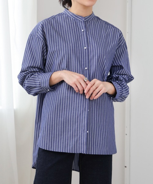 Bou Jeloud(ブージュルード)の「テトロン×コットンラメブロードストラップシャツ(Tシャツ/カットソー・レディース・ブルー/オフホワイト・38)」の13枚目の写真