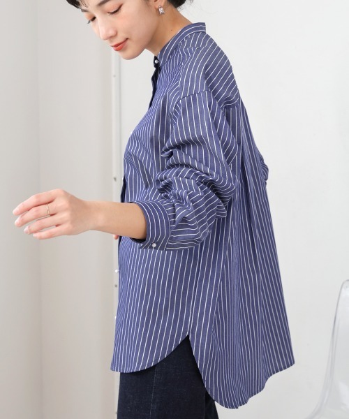 Bou Jeloud(ブージュルード)の「テトロン×コットンラメブロードストラップシャツ(Tシャツ/カットソー・レディース・ブルー/オフホワイト・38)」の14枚目の写真