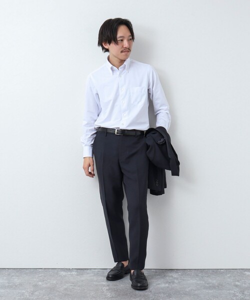 NOLLEY’S（ノーリーズ）の「《ビジカジ対応》ハイゲージニット BDドレスシャツ（ビジネスシャツ・メンズ・ライトブルー/ホワイト・S/M/L/XL）」の3枚目の写真