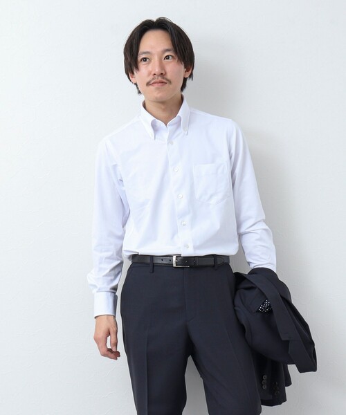 NOLLEY’S（ノーリーズ）の「《ビジカジ対応》ハイゲージニット BDドレスシャツ（ビジネスシャツ・メンズ・ライトブルー/ホワイト・S/M/L/XL）」の5枚目の写真