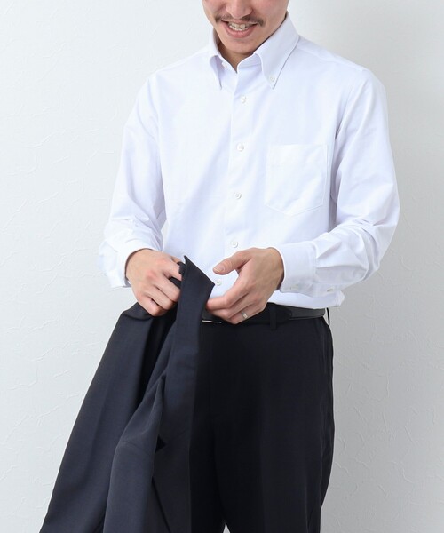 NOLLEY’S（ノーリーズ）の「《ビジカジ対応》ハイゲージニット BDドレスシャツ（ビジネスシャツ・メンズ・ライトブルー/ホワイト・S/M/L/XL）」の6枚目の写真