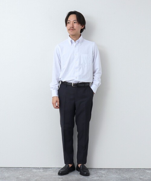 NOLLEY’S（ノーリーズ）の「《ビジカジ対応》ハイゲージニット BDドレスシャツ（ビジネスシャツ・メンズ・ライトブルー/ホワイト・S/M/L/XL）」の8枚目の写真