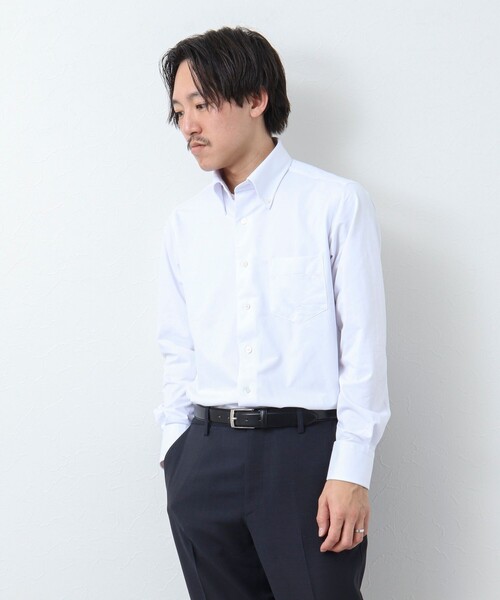 NOLLEY’S（ノーリーズ）の「《ビジカジ対応》ハイゲージニット BDドレスシャツ（ビジネスシャツ・メンズ・ライトブルー/ホワイト・S/M/L/XL）」の11枚目の写真