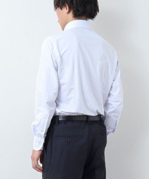 NOLLEY’S（ノーリーズ）の「《ビジカジ対応》ハイゲージニット BDドレスシャツ（ビジネスシャツ・メンズ・ライトブルー/ホワイト・S/M/L/XL）」の12枚目の写真