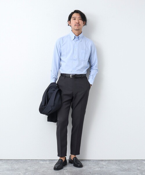 NOLLEY’S（ノーリーズ）の「《ビジカジ対応》ハイゲージニット BDドレスシャツ（ビジネスシャツ・メンズ・ライトブルー/ホワイト・S/M/L/XL）」の21枚目の写真