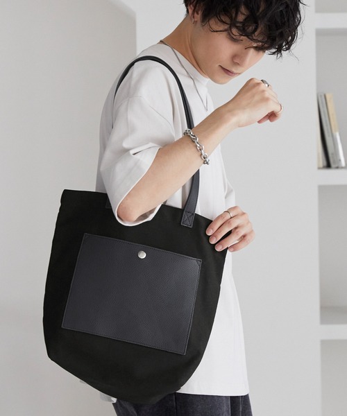 MONO-MART（モノマート）の「コンビポケットバーティカルトートバッグ（トートバッグ・メンズ・ブラック/ブラック系1/ブラック系2・FREE）」の18枚目の写真