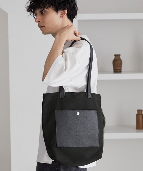 MONO-MART（モノマート）の「コンビポケットバーティカルトートバッグ（トートバッグ・メンズ・ブラック/ブラック系1/ブラック系2・FREE）」の16枚目の写真