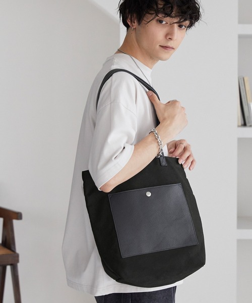 MONO-MART（モノマート）の「コンビポケットバーティカルトートバッグ（トートバッグ・メンズ・ブラック/ブラック系1/ブラック系2・FREE）」の15枚目の写真