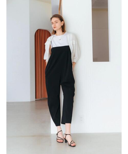 YECCA VECCA（イェッカヴェッカ）の「ドライタッチサロペット（サロペット/オーバーオール・レディース・ベージュ/ブラック・FREE）」の7枚目の写真