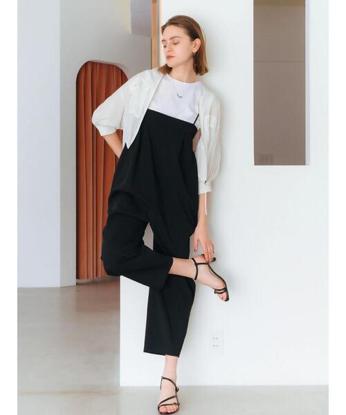 YECCA VECCA（イェッカヴェッカ）の「ドライタッチサロペット（サロペット/オーバーオール・レディース・ベージュ/ブラック・FREE）」の10枚目の写真