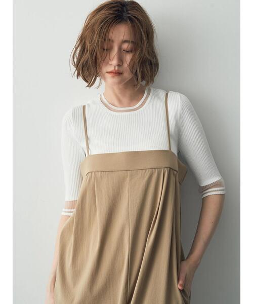 YECCA VECCA（イェッカヴェッカ）の「ドライタッチサロペット（サロペット/オーバーオール・レディース・ベージュ/ブラック・FREE）」の17枚目の写真