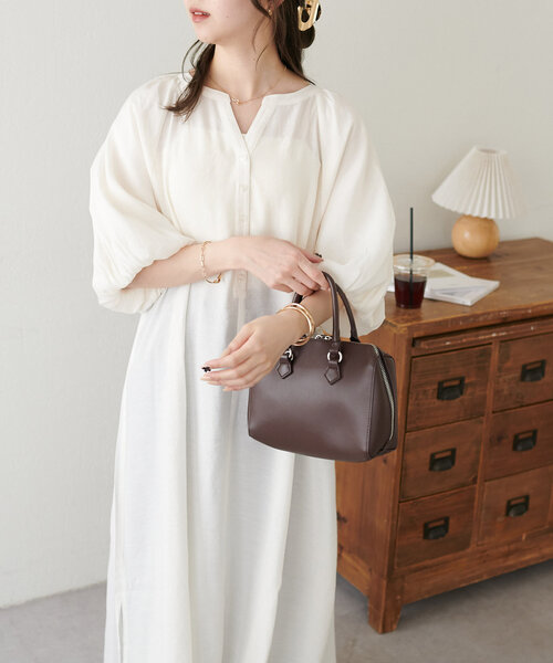 DISCOAT（ディスコート）の「【新色追加!/WEB限定】バルーンマキシワンピース（ワンピース・レディース・ホワイト/グリーン系その他/ブラック/グリーン系その他2/ブラウン・MEDIUM）」の7枚目の写真