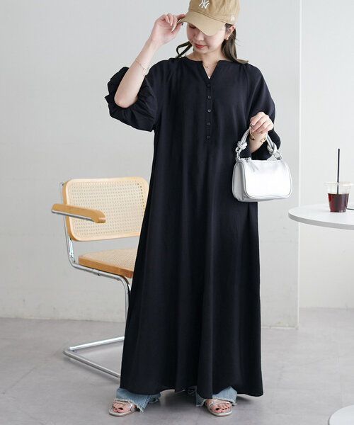 DISCOAT（ディスコート）の「【新色追加!/WEB限定】バルーンマキシワンピース（ワンピース・レディース・ホワイト/グリーン系その他/ブラック/グリーン系その他2/ブラウン・MEDIUM）」の10枚目の写真