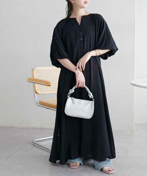 DISCOAT（ディスコート）の「【新色追加!/WEB限定】バルーンマキシワンピース（ワンピース・レディース・ホワイト/グリーン系その他/ブラック/グリーン系その他2/ブラウン・MEDIUM）」の11枚目の写真