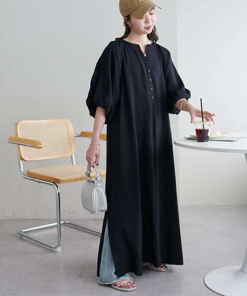 DISCOAT（ディスコート）の「【新色追加!/WEB限定】バルーンマキシワンピース（ワンピース・レディース・ホワイト/グリーン系その他/ブラック/グリーン系その他2/ブラウン・MEDIUM）」の12枚目の写真