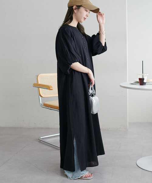 DISCOAT（ディスコート）の「【新色追加!/WEB限定】バルーンマキシワンピース（ワンピース・レディース・ホワイト/グリーン系その他/ブラック/グリーン系その他2/ブラウン・MEDIUM）」の13枚目の写真