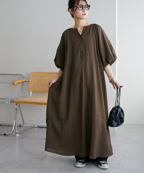 DISCOAT（ディスコート）の「【新色追加!/WEB限定】バルーンマキシワンピース（ワンピース・レディース・ホワイト/グリーン系その他/ブラック/グリーン系その他2/ブラウン・MEDIUM）」の16枚目の写真