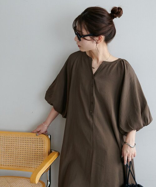 DISCOAT（ディスコート）の「【新色追加!/WEB限定】バルーンマキシワンピース（ワンピース・レディース・ホワイト/グリーン系その他/ブラック/グリーン系その他2/ブラウン・MEDIUM）」の22枚目の写真