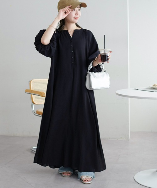 DISCOAT（ディスコート）の「【新色追加!/WEB限定】バルーンマキシワンピース（ワンピース・レディース・ホワイト/グリーン系その他/ブラック/グリーン系その他2/ブラウン・MEDIUM）」の2枚目の写真