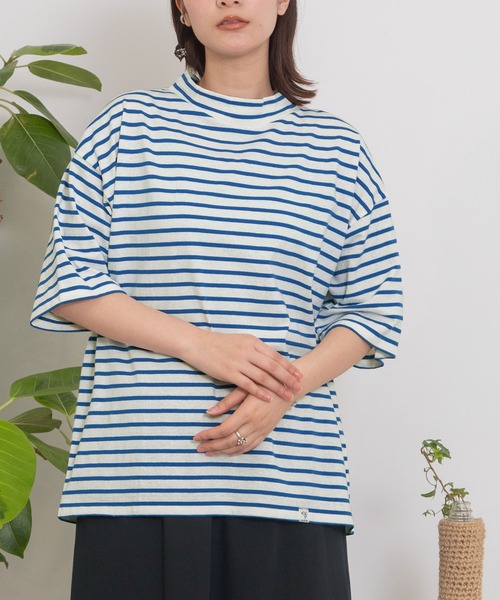 POU DOU DOU(プードゥドゥ)の「モックネックトップス(Tシャツ/カットソー・レディース・ブラック/ブルー/アイボリー/ダークグレー・3)」の4枚目の写真