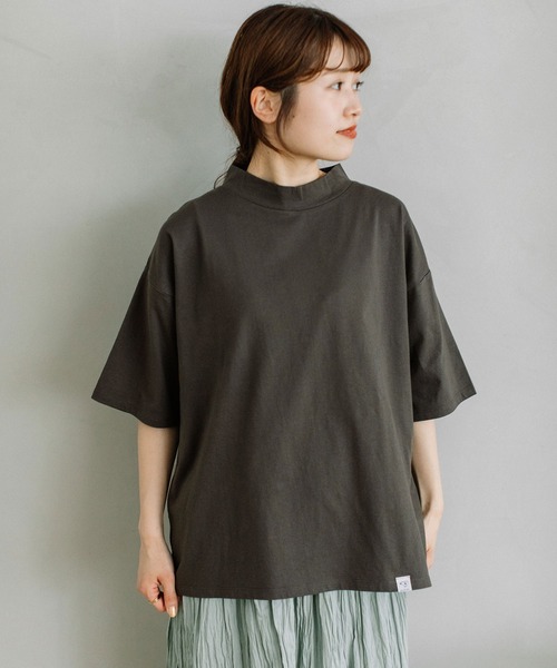 POU DOU DOU(プードゥドゥ)の「モックネックトップス(Tシャツ/カットソー・レディース・ブラック/ブルー/アイボリー/ダークグレー・3)」の3枚目の写真